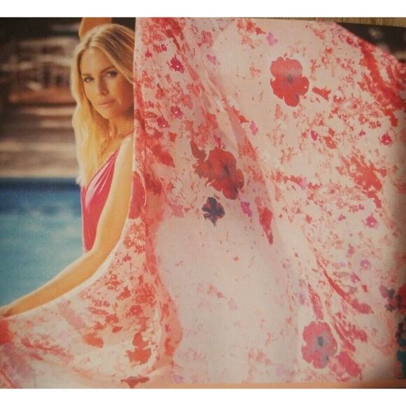 Peter Som Floral Cover Up Sarong Dream Rose Quartz Print Rachel Zoe Box of Style - Picture 3 of 5